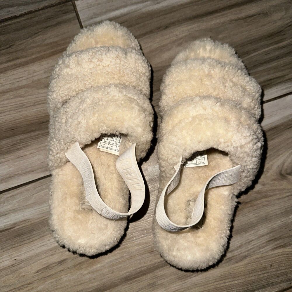 UGG Australia Fluff Yeah Women's Slide Sandal, Size US 8 Cream Color